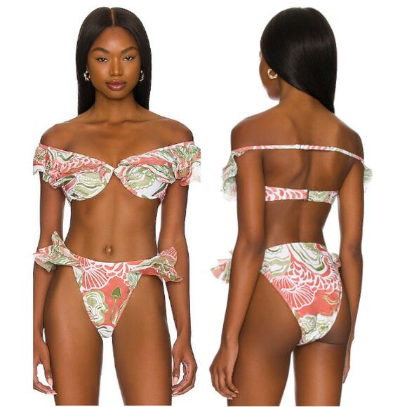Andrea Iyamah Salama Bikini Top & Bikini Bottom Set Abstract Mushroom Print L - Picture 1 of 4